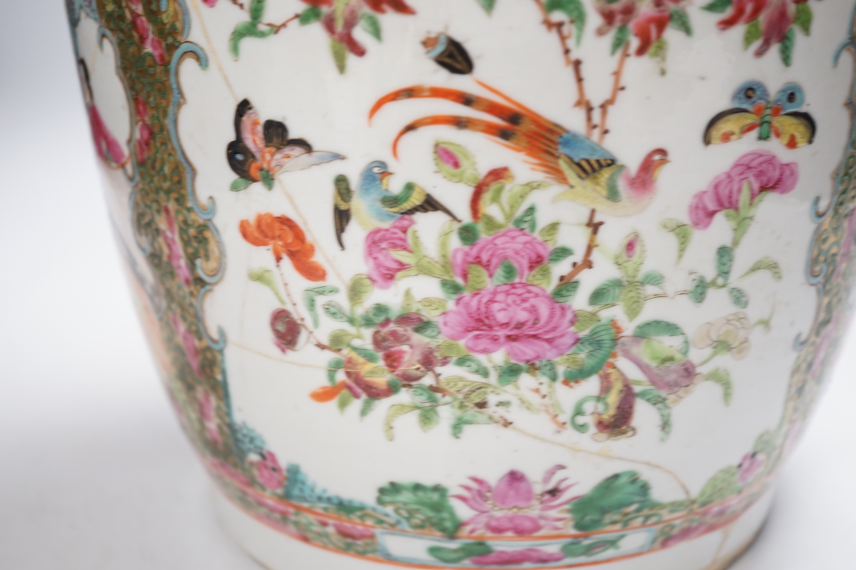 A large Chinese famille rose vase, 19th century, 62.5cm (a.f.)